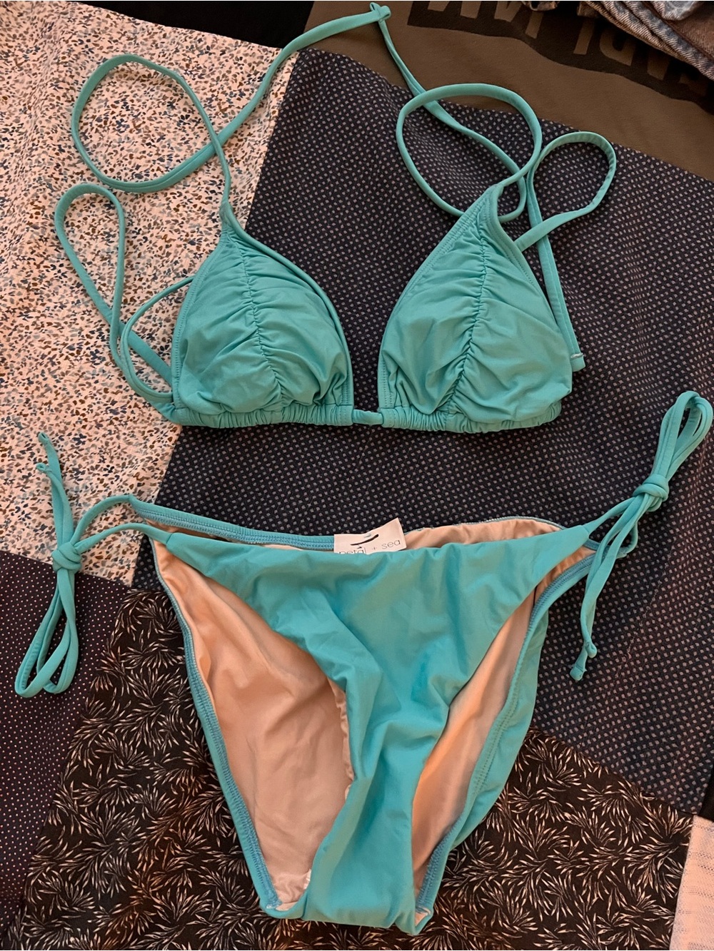 Petal + Sea Turquoise Bikini Bottoms